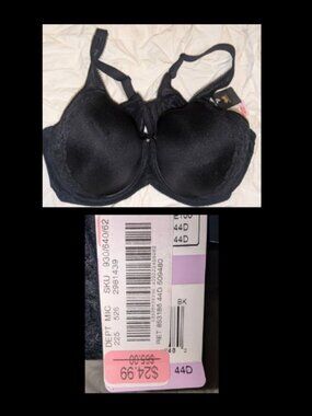 NWT Wacoal Black Underwire Bra #853186 Womens 44D